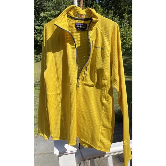 Patagonia R1 Regulator Fleece Pullover Men’s Medium Yellow Waffle Grid Hi-Vis - Picture 5 of 12